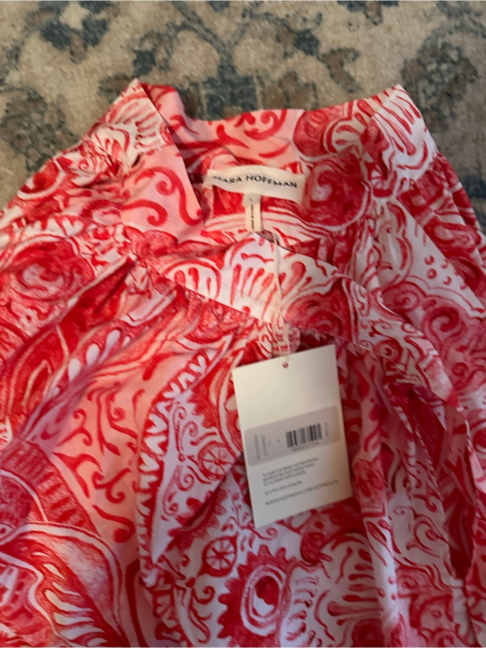 Mara Hoffman Red & White Paisley Swim Coverup